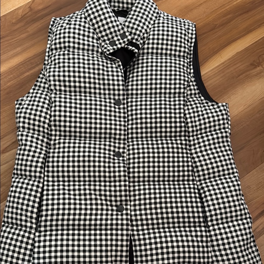 Black and White Checkered Puffer Vest